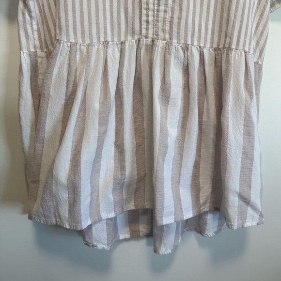 Anthropologie 11 TYLHO Vintage Stripe Peplum Blouse Top Tan Cream S Small - Picture 5 of 9